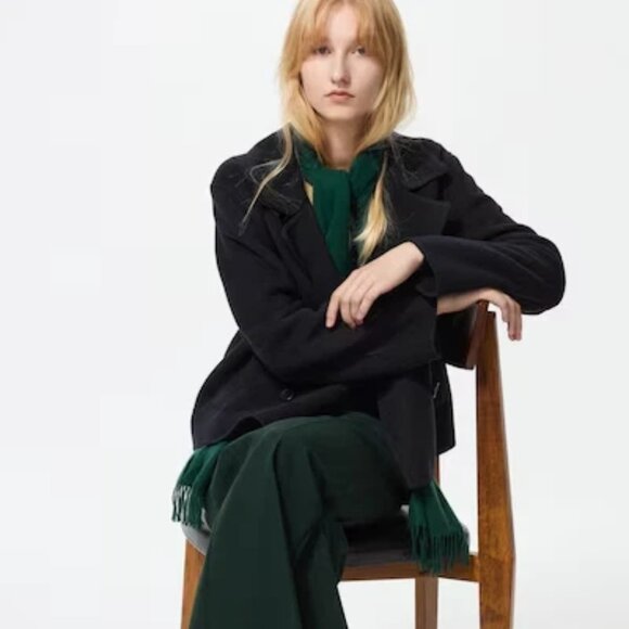 Jil Sander +J Uniqlo Women Oversized Double Face Shirt Jacket Navy Size L NWT - Picture 2 of 16